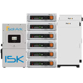 Sol-Ark 15K inverter paired with 6 Pytes V5 LFP batteries in dual V-Box-OC cabinets for a 30kWh off-grid energy storage solution